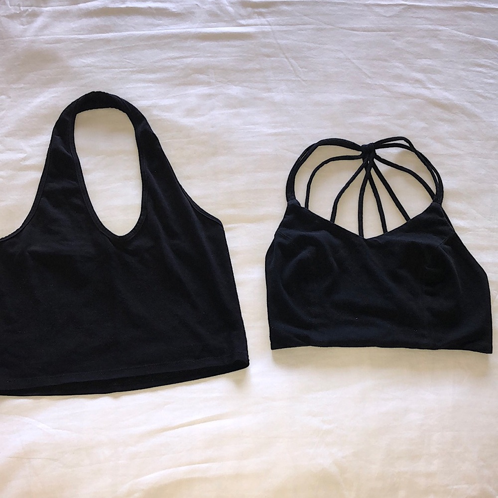 2 Black crop tops size S